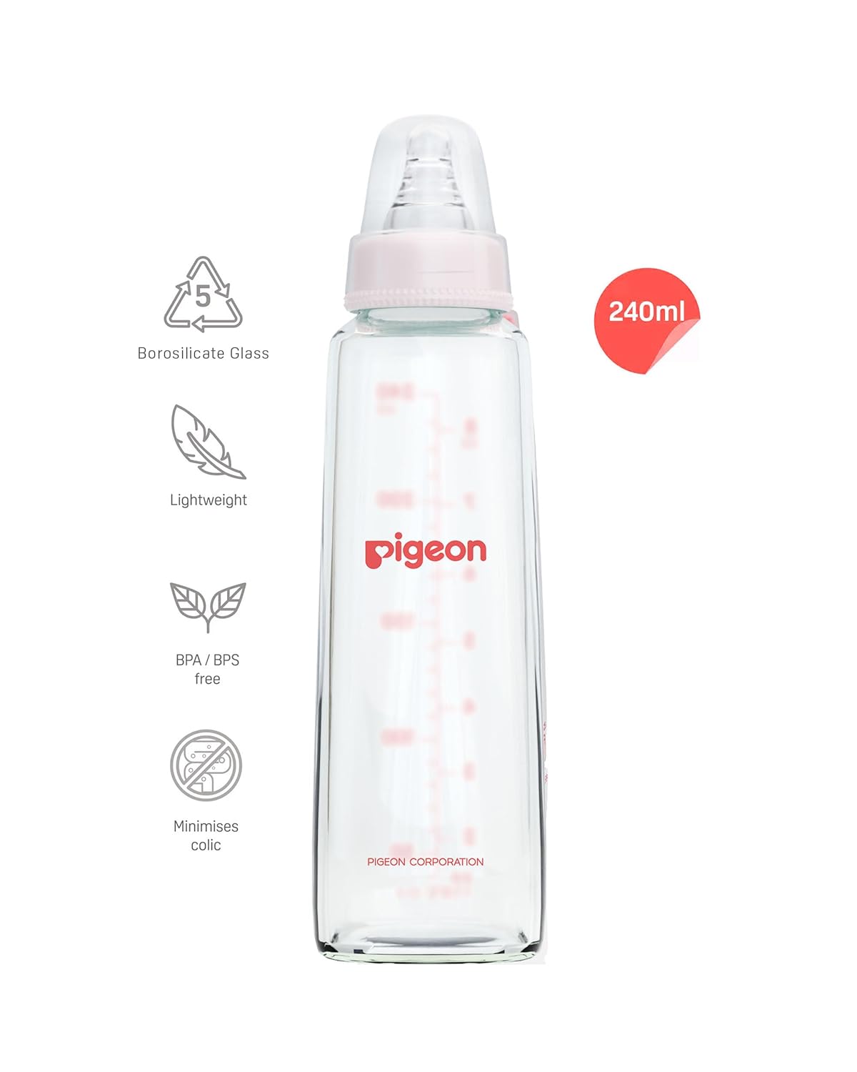 PIGEON Glass Feeding Bottle 240ML