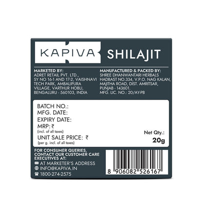 Kapiva Original Himalayan Shilajit/Shilajeet Resin 20g | 250mg