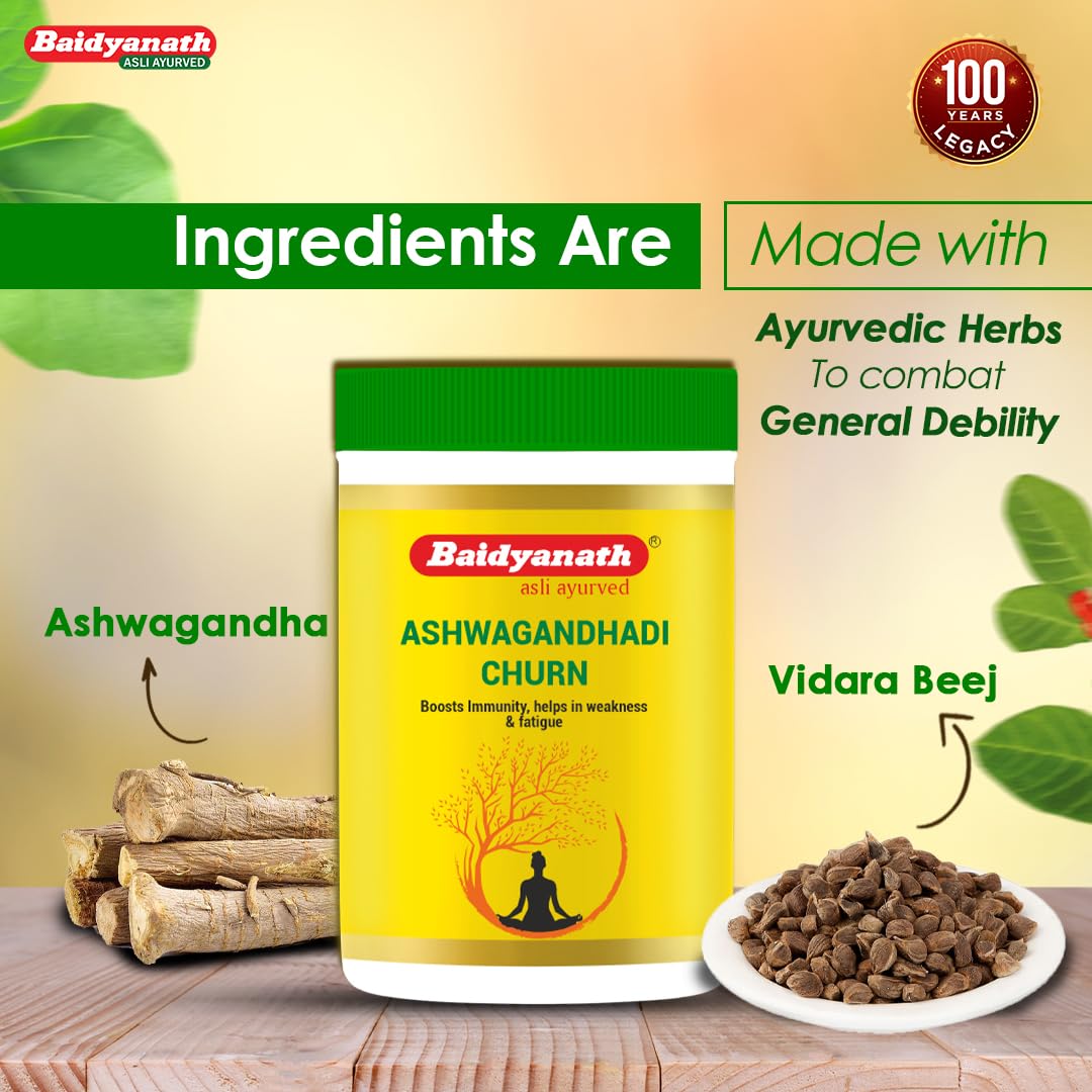 Baidyanath Ashwagandhadi Churna - Made with Ayurvedic Herbs to Combat General Debility - 100g