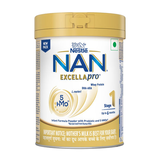 Nestlé NAN EXCELLAPRO Stage 1 Infant Formula Milk Powder with HMOs & Probiotic for Babies (Up To 6 Months), 400g Tin With Smartlid