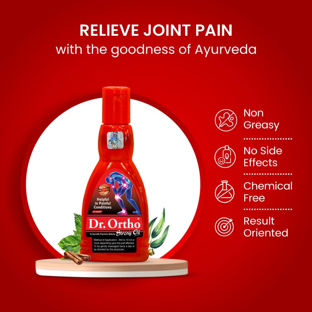 Dr.Ortho Ayurvedic Strong Oil 120Ml - For Joints Pain, Knee Pain, Neck Pain, Back Pain, Shoulder Pain