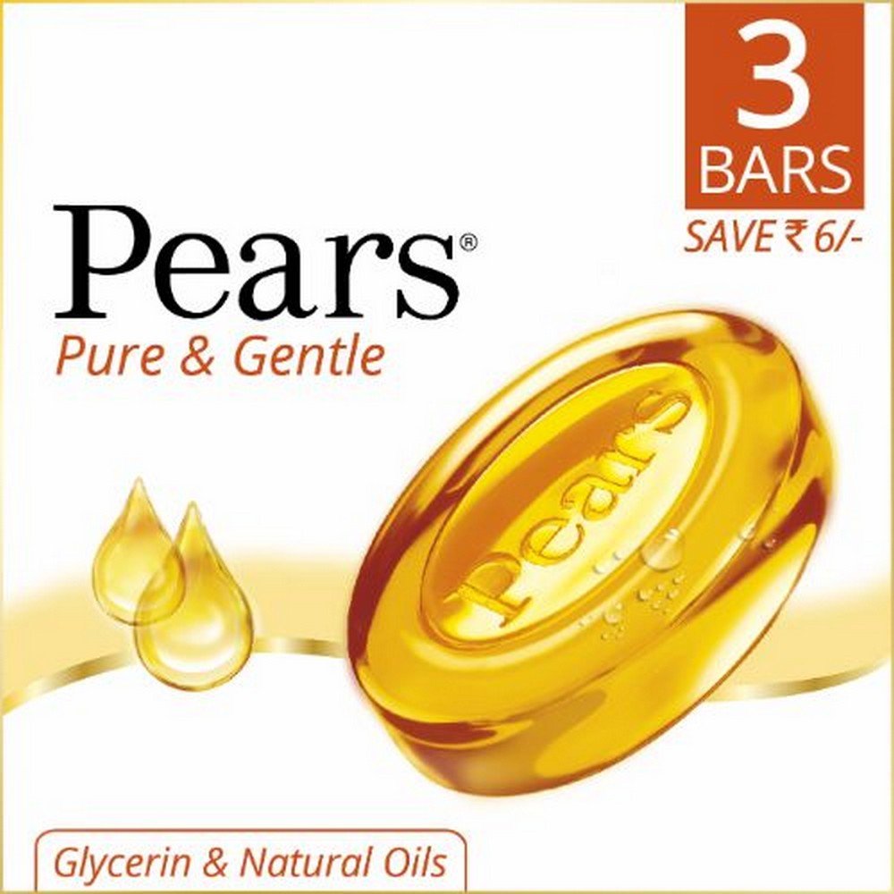 Pears Pure & Gentle Soap Bar, 3x125g