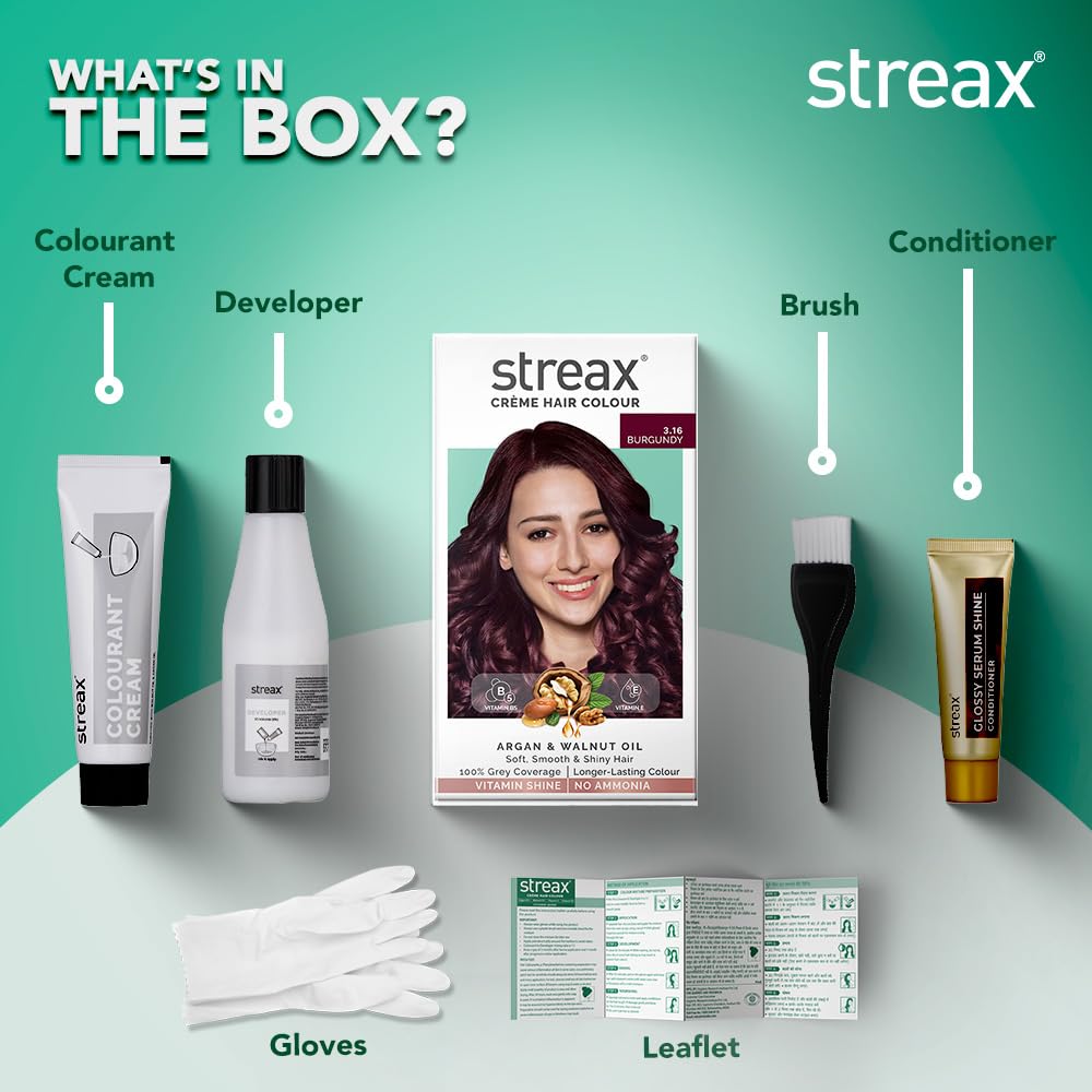 Streax Cream Hair Color, 3.16 Burgundy