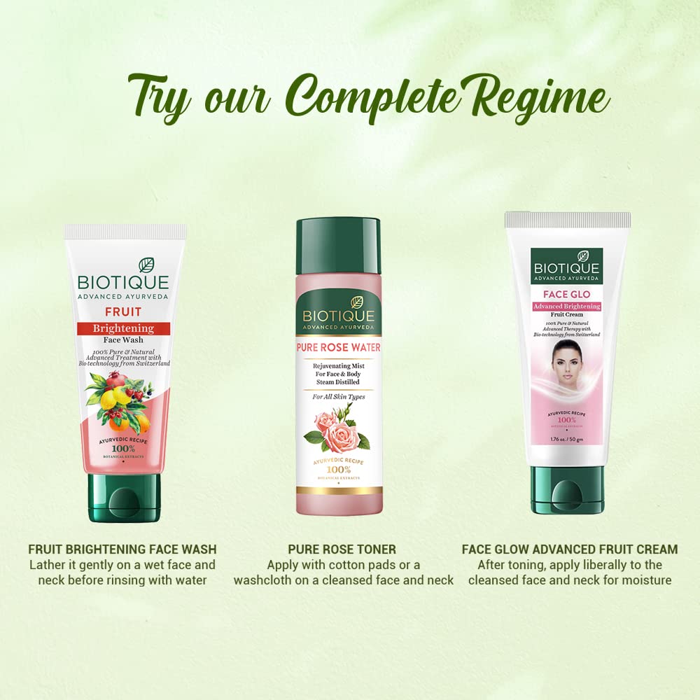 Biotique Fruit Brightening Face Wash| Ayurvedic and Organically Pure| Advanced Swiss Technology |100% Botanical Extracts| Suitable for All Skin Types | 100mL