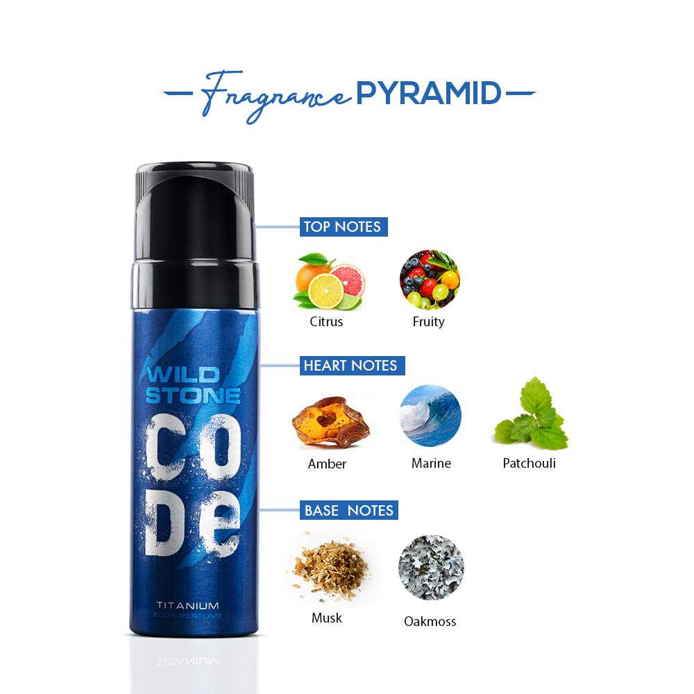 WILD STONE CODE Titanium Body Perfume Spray For Men, 120Ml