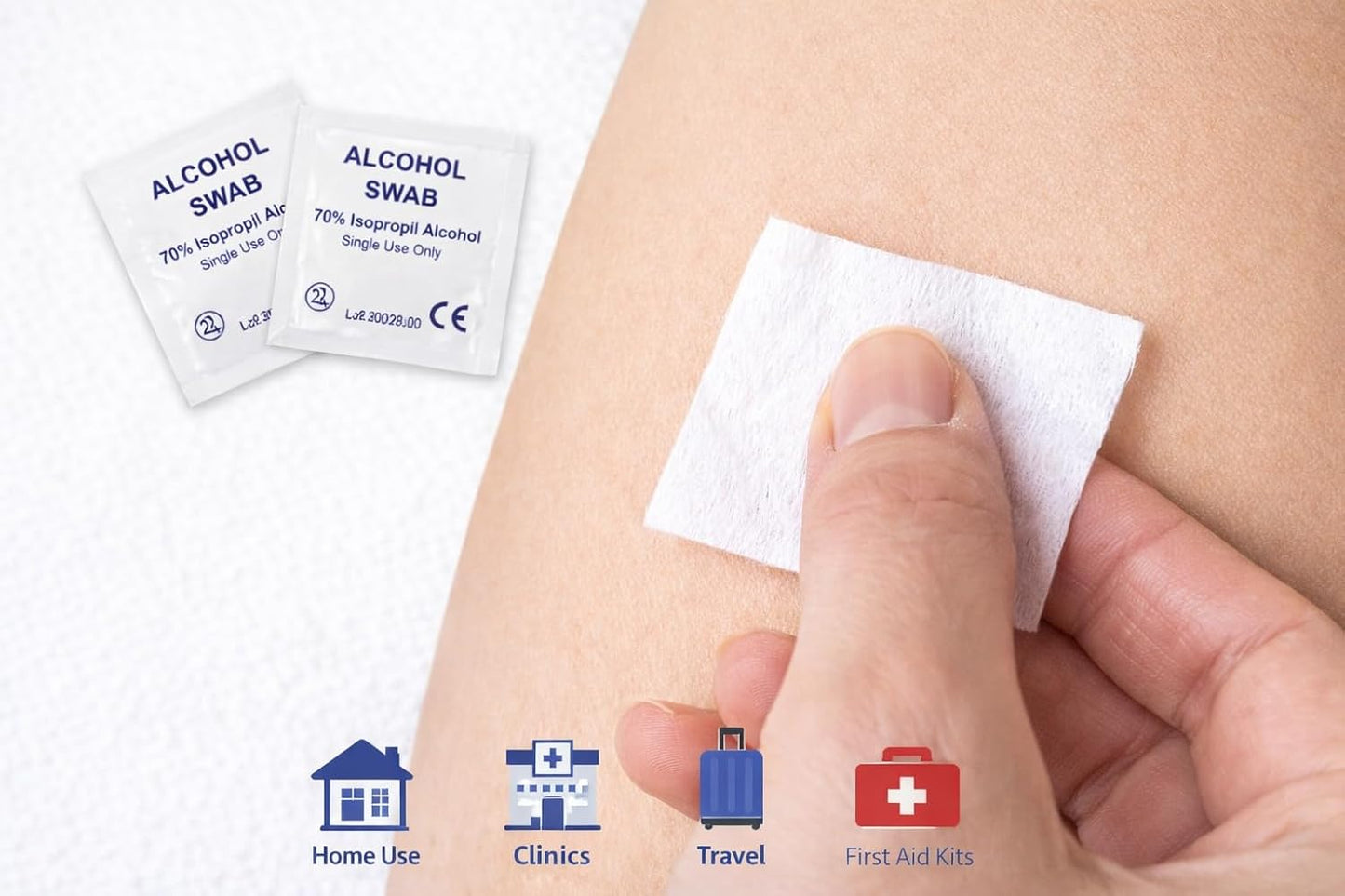 Sterile Alcohol Swabs 100 Prep Pads | Isopropyl Alcohol Wipes for Injection, Diabetic Care, Wound Cleaning, Medical & First Aid Use | Individually Sealed