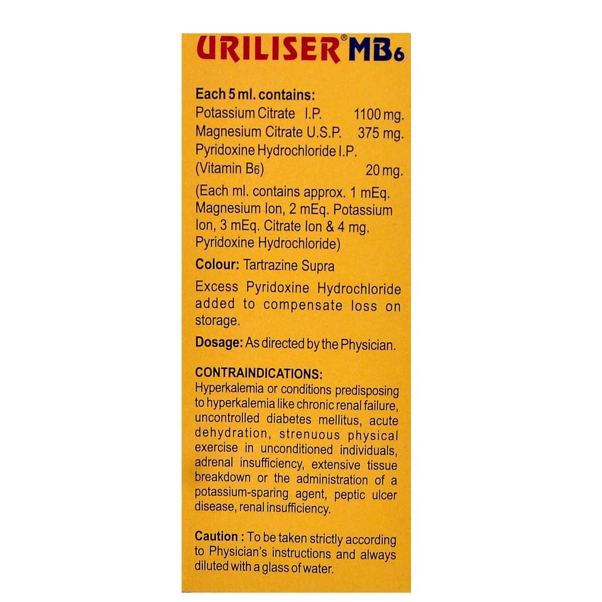 Uriliser MB6 S/F Lemon Flav - Bottle of 200 ml Solution