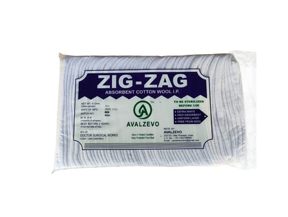 ZIG ZAG Cotton Absorbent Wool Roll, 500 Grams, Extra White, High Absorbent for Baby care | Cosmetic & Skincare Use | Soft Cotton for cleaning Wound's | Art & Craft's | Medical Use