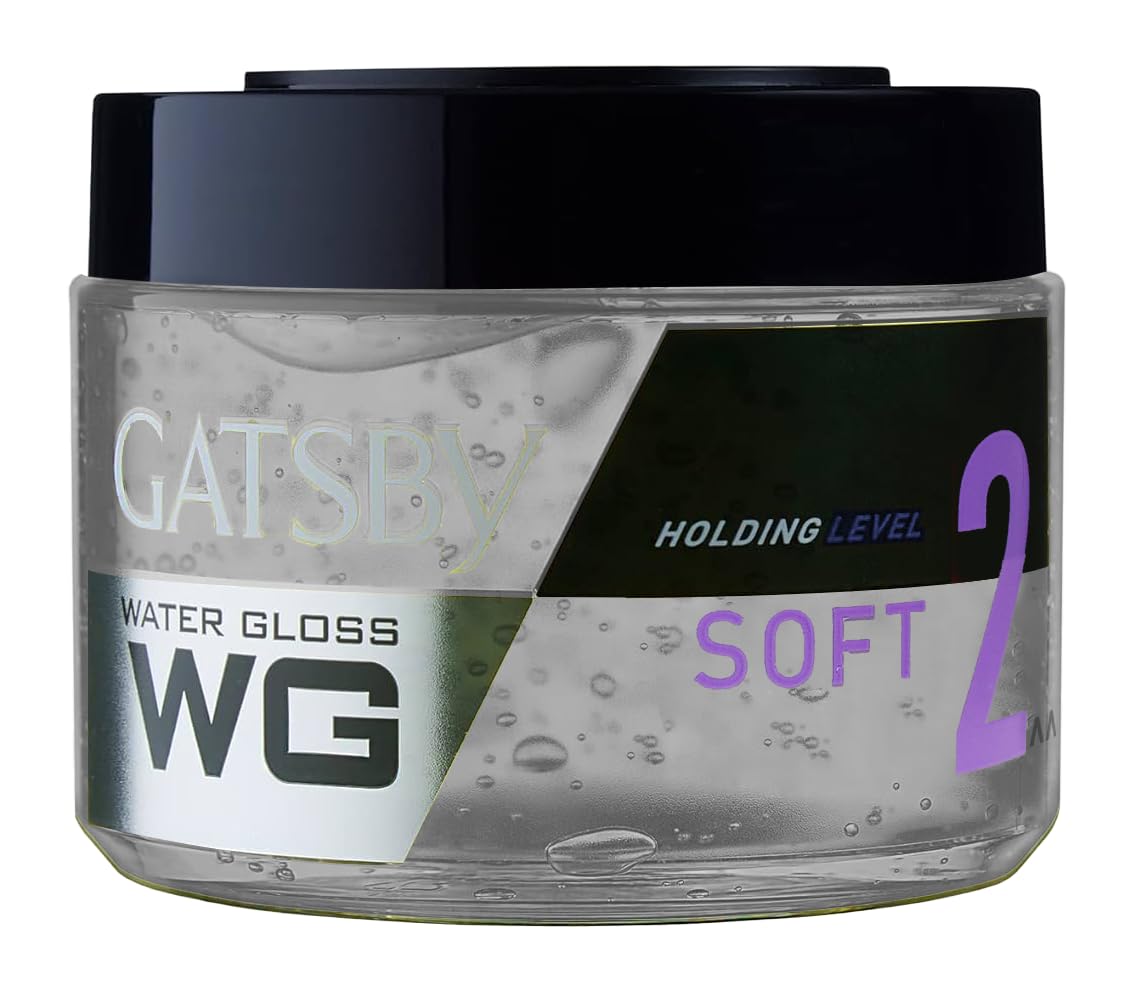 Gatsby Japan Water Gloss - Soft, Wet Look Hair Gel, Shine Effect, Non Sticky, Easy Wash Off, Holding Level 2, 300gm