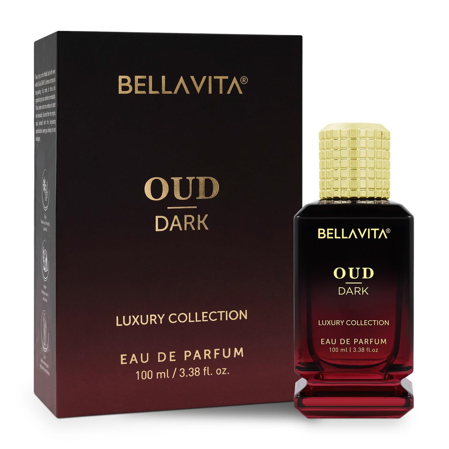 Bella Vita Luxury Men Oud Dark Eau De Parfum Intense Liquid Perfume With Grapefruit, Orris, Vetiver |Woody, Musky Long Lasting Edp Fragrance Scent 100 Ml