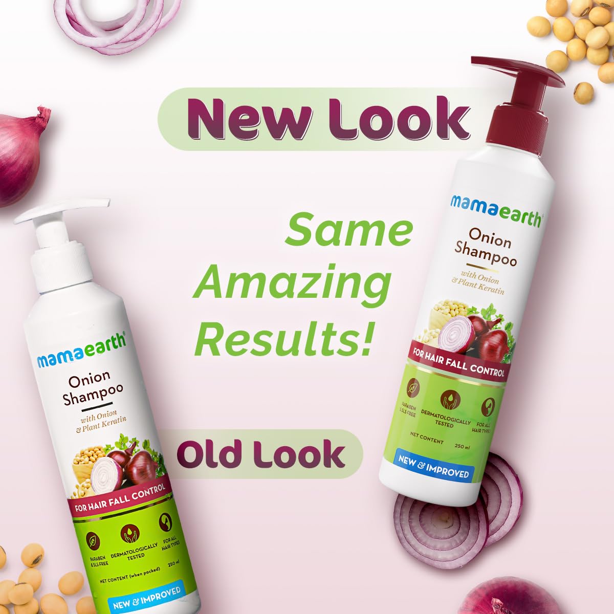 Mamaearth Onion Shampoo for Hair Growth and Hair Fall Control with Onion and Plant Keratin | Reduces Hair Fall | Strengthens & Smoothens Hair | For Men & Women | 250ml