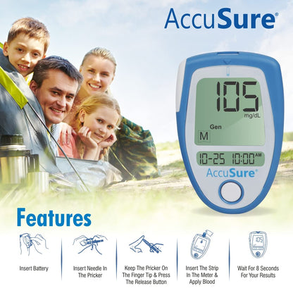 AccuSure Blue Blood Glucose Meter