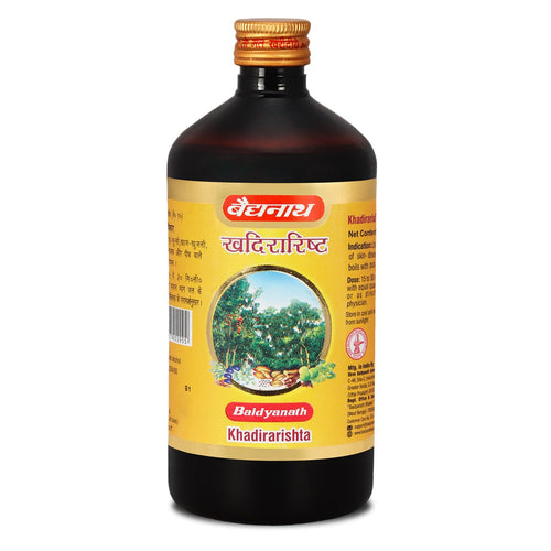 Baidyanath Ayurved Khadirarishta - 450 ML | Ayurvedic Syrup for Skin Disorders | Blood Purifier