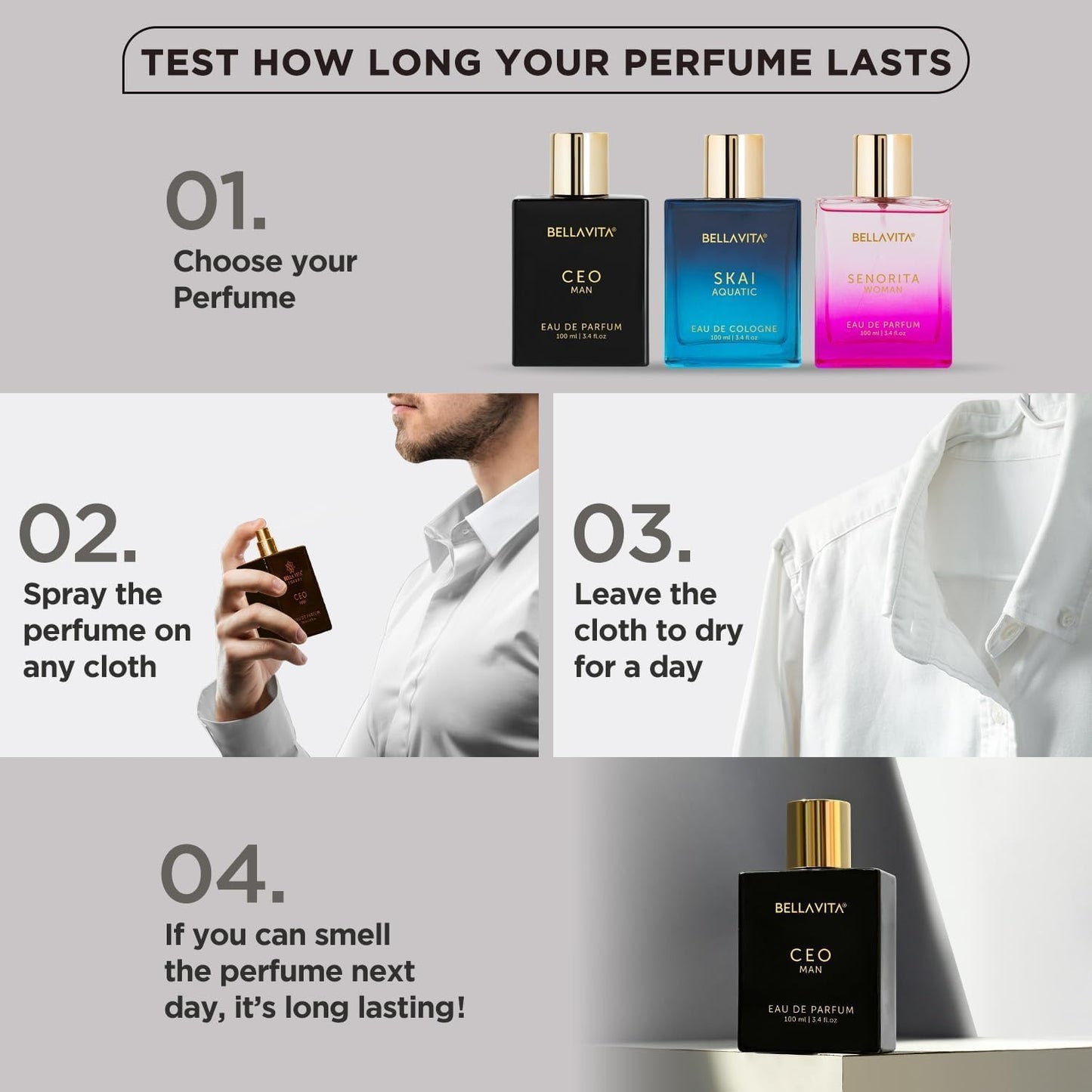 Bella Vita Luxury CEO MEN Long Lasting Perfume | Perfume for Man | EDP 100ml | Lemon, Lavender, Tonka, Mandarin & Vetiver | Woody, Citrus Premium Fragrance
