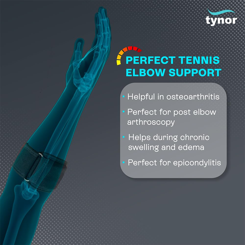 TYNOR Tennis Elbow Support, Black, XL, 1 Unit