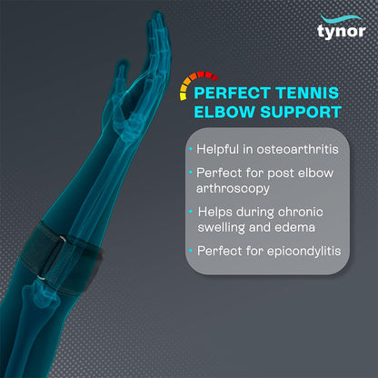 TYNOR Tennis Elbow Support, Black, XL, 1 Unit