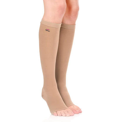 Tynor Medical Compression Stocking Knee High Class 2 (Pair), Beige, Large, 1 Pair