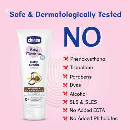 Click to see full view Chicco Baby Moments Baby Cream for Babies with Argan Oil & Avocado Butter , 100gm