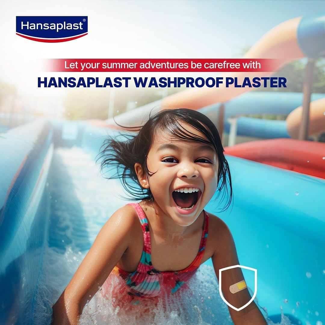 Hansaplast Antiseptic Washproof Bandage for injury & wounds  | First Aid | Water resistant | Provides Comfort to the Wound in Water | For Kids & Adults
