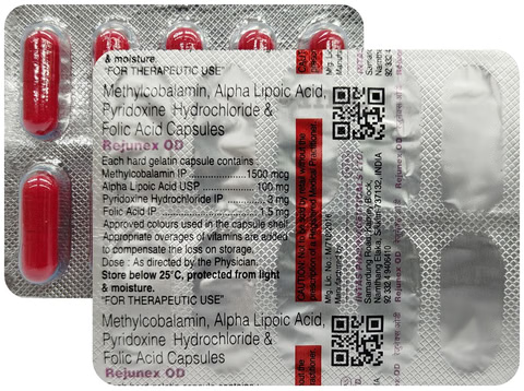 RejuNEX OD Capsule with Mecobalamin, ALA , Pyridoxal Hydrochloride & Folic Acid