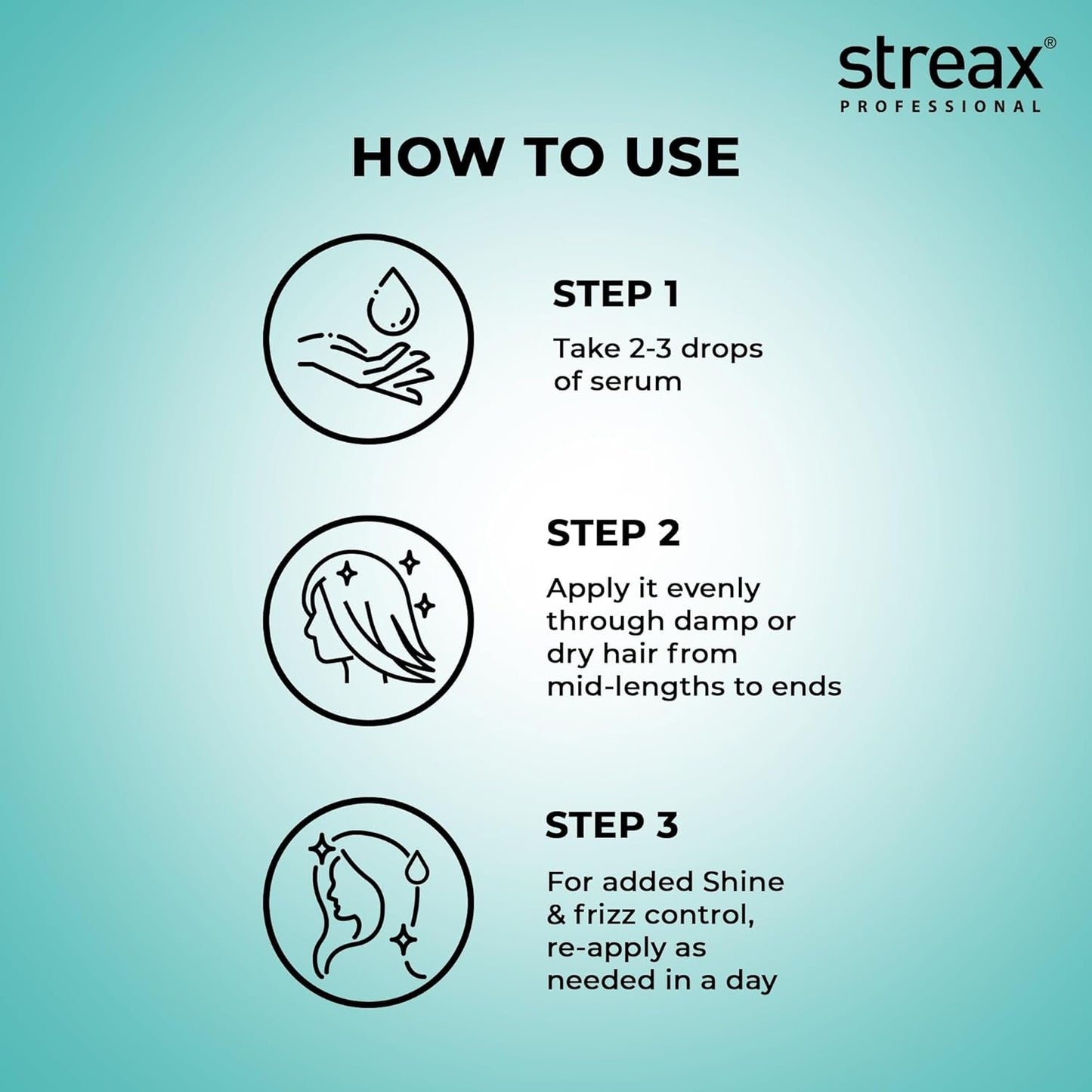 Streax Professional Vitariche Gloss Hair Serum,75 ml| Frizz-Free Hair | Enhance Shine and Smoothness | With Vitamin E & Macadamia Oil| | For All Hair Types
