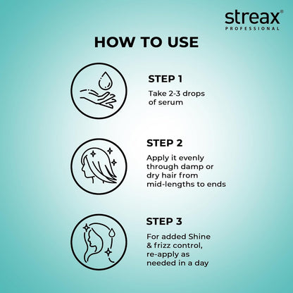 Streax Professional Vitariche Gloss Hair Serum,75 ml| Frizz-Free Hair | Enhance Shine and Smoothness | With Vitamin E & Macadamia Oil| | For All Hair Types