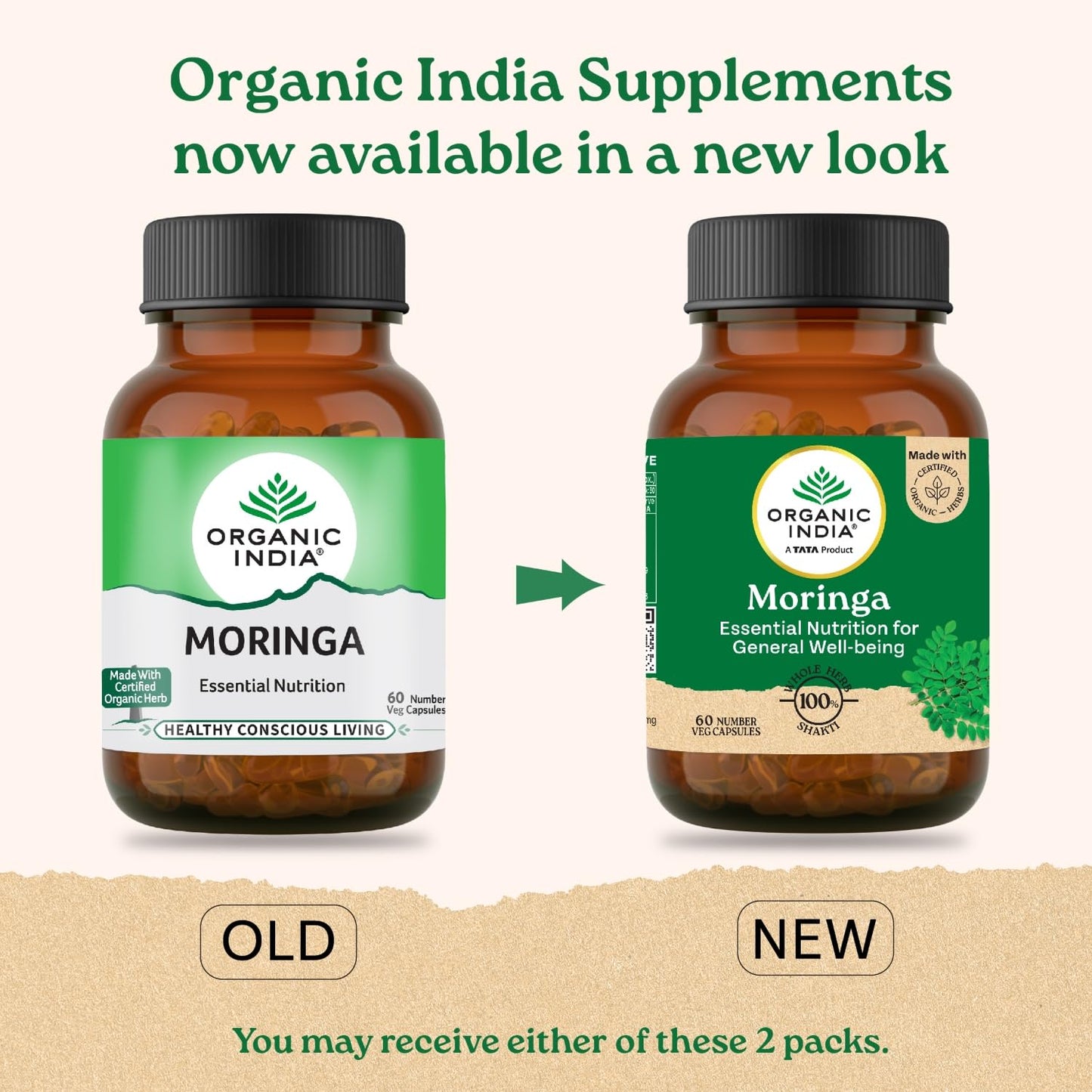 A TATA Product - Organic India Moringa Capsules - 60 Veg Caps, Essential Nutrition Superfood, Helps Naturally Boost Energy Level, Improves Stamina, Rich In Vitamins & Minerals, GMP & NPOP Certified Organic