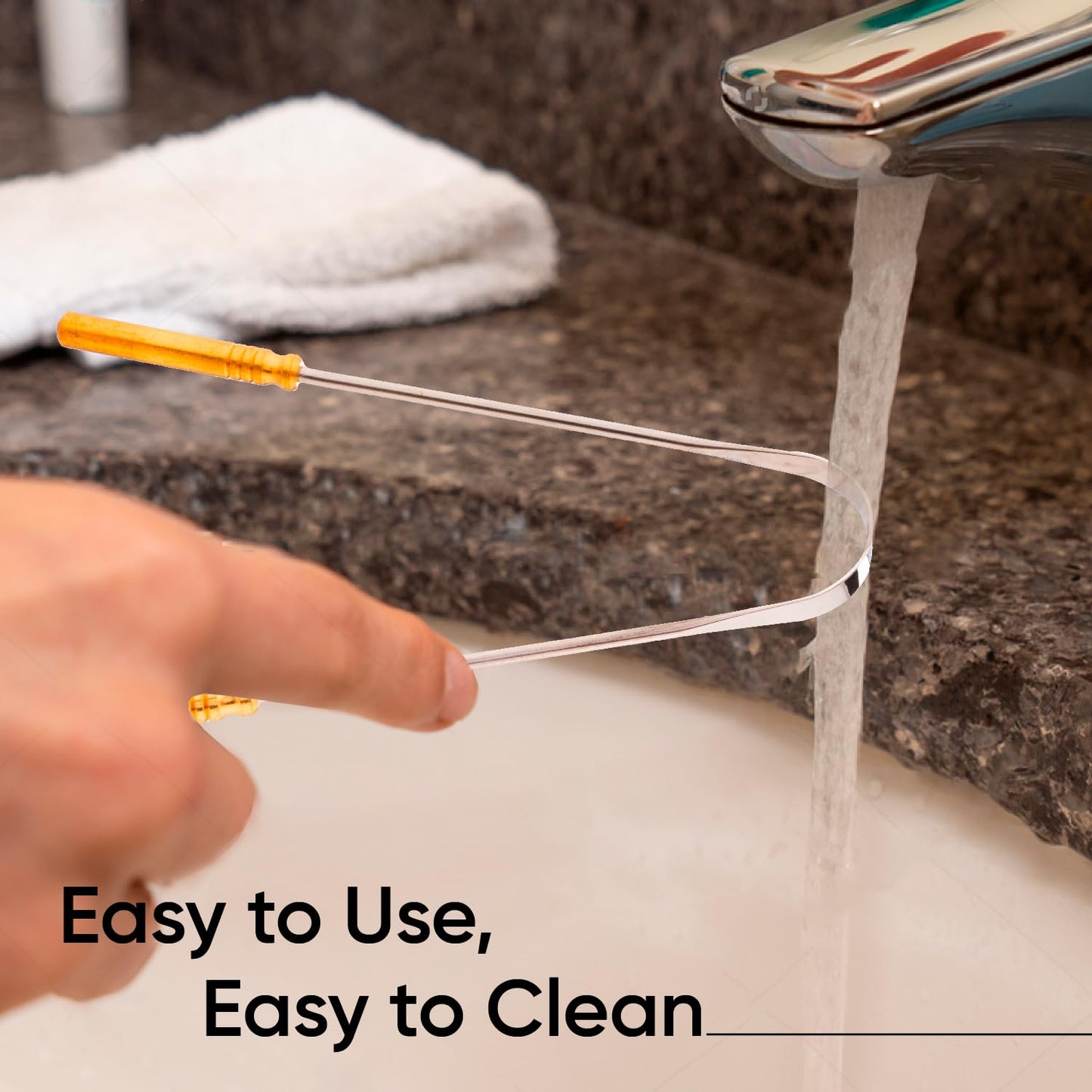 Vega EasyGlide Tongue Cleaner Scraper with Flexible Metal Handle for Gentle & Effective Oral Hygiene, Reduces Bad Breath