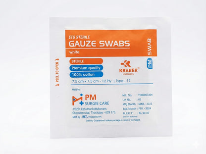 Sterile Gauze Size 7.5Cm X 7.5Cm 12Ply