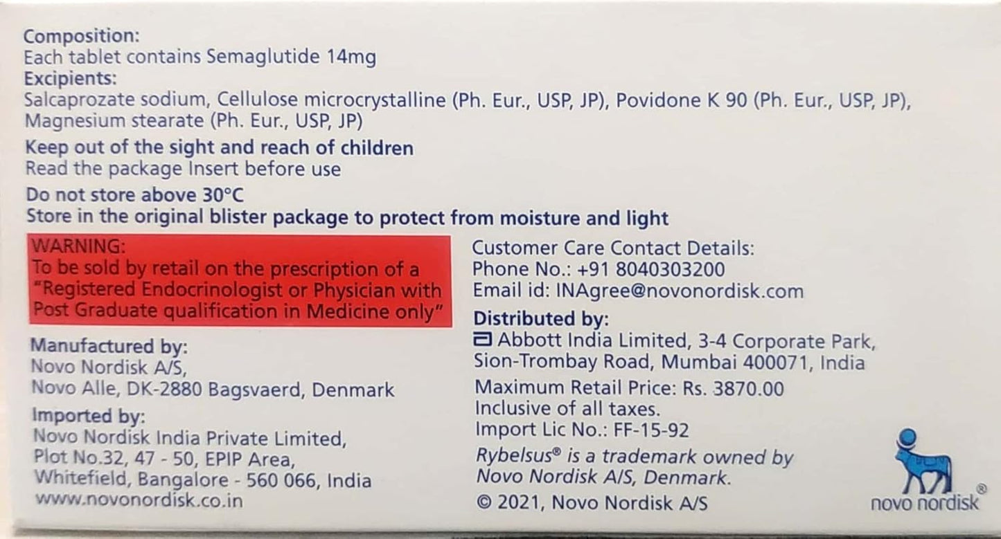 Rybelsus 14mg - Strip of 10 Tablets