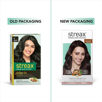 Streax Ammonia Free Cream Hair Colour 140ml - Natural Brown 4