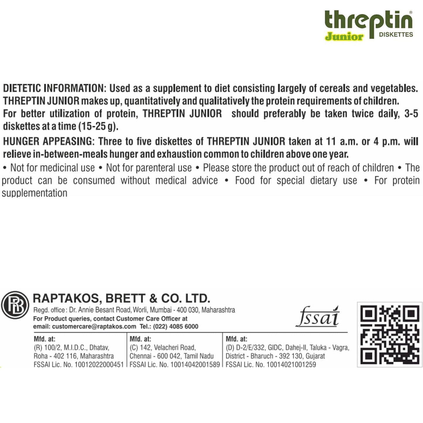 Threptin Junior Delicious High-Calorie Protein Supplement Diskette