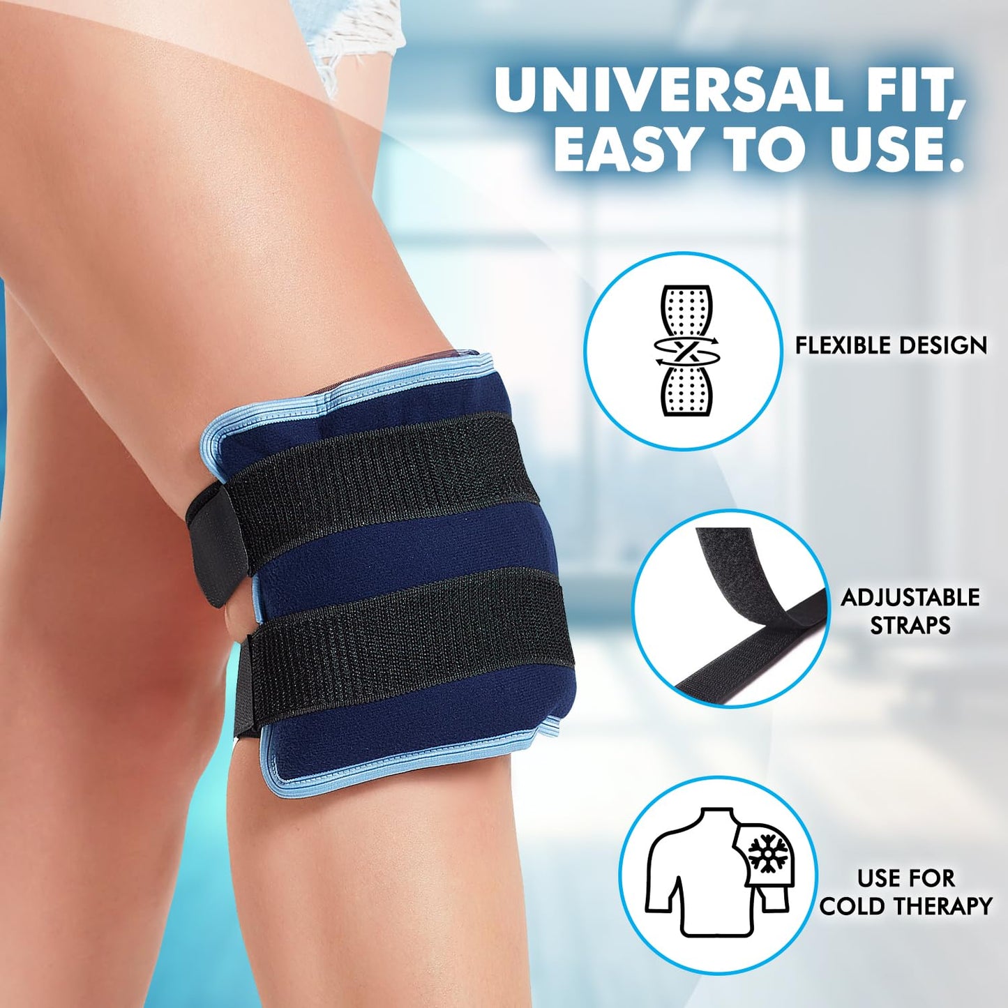 Flamingo CoolPack Wrap – Cold Therapy for Pain Relief, Injury Recovery – Flexible, Adjustable, Non-Toxic – for Knee, Shoulder, Neck – Washable Cover Included