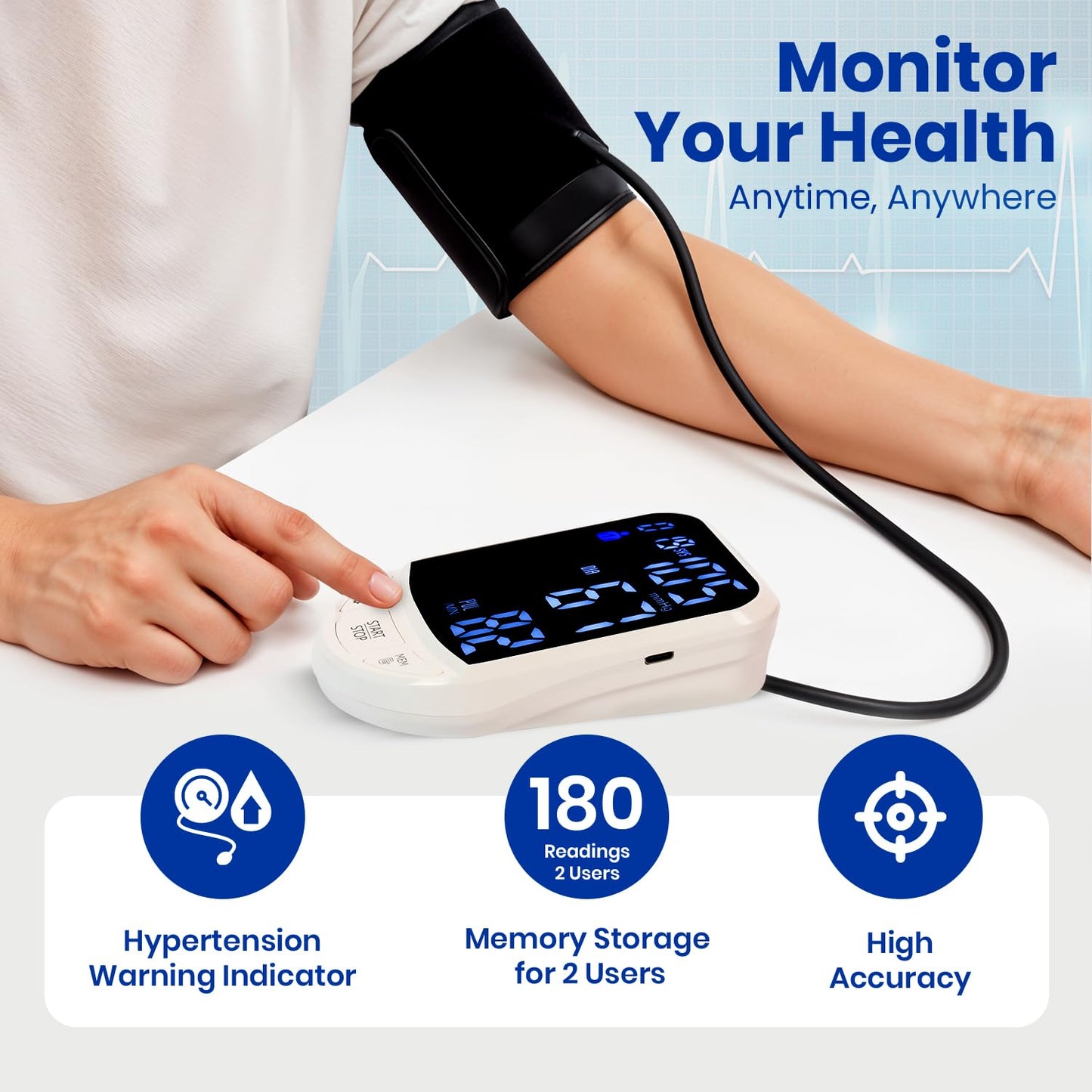 AGEasy (Max Group) Fully Automatic Digital Blood Pressure Monitoring Device | 4.7" LED Display BP Apparatus for Home | Portable & High Accuracy BP Check Machine for Hypertension & Managing Heart Health