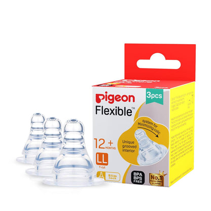 Pigeon Peristaltic Silicone Nipple LL Y-Cut | for 12+ Month Babies | BPA & BPS Free | Natural Feeding Motion | Pack of 2