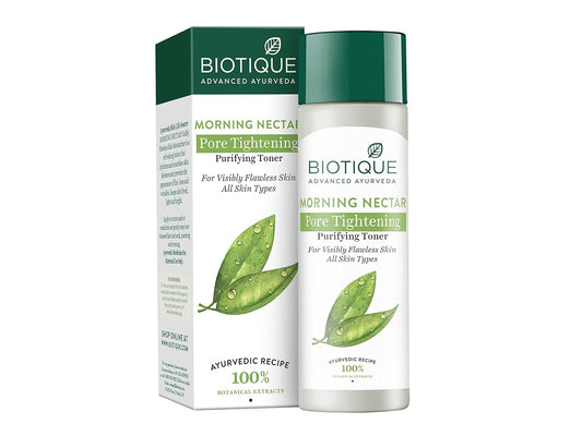 Biotique Morning Nectra Pore Tightening Purifying Toner For Visibily Flawleass Skin All Skin Type 120 ml
