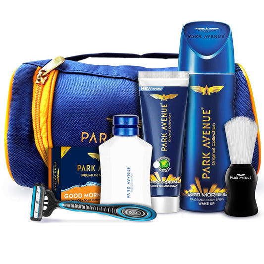 Park Avenue Good Morning Grooming Collection 7 in-1 Combo Grooming Kit for Men | Gift Set for Men | Father’s Day Gift for Dad | Shaving Kit for Men | Shaving Foam | After Shave