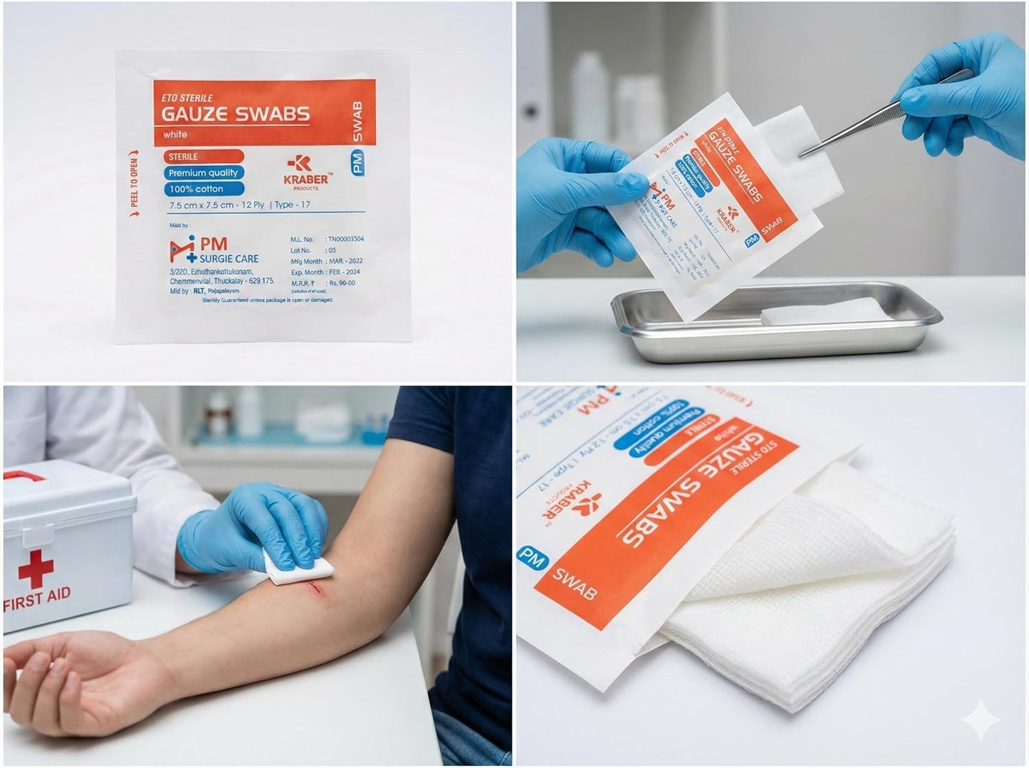 Sterile Gauze Size 7.5Cm X 7.5Cm 12Ply