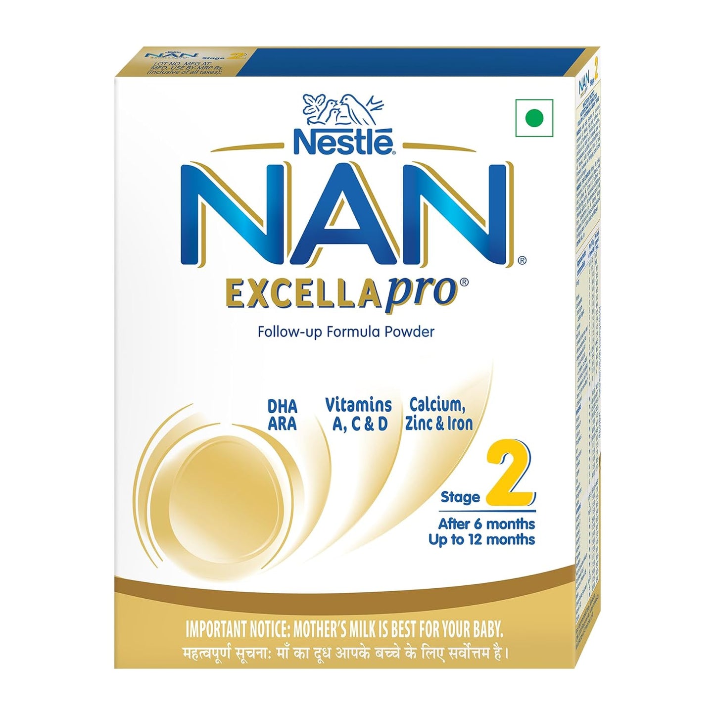 Nestlé NAN EXCELLAPRO Nan Stage 2 Follow-Up Formula Milk Powder For Babies, 6-12 months, with DHA, ARA, 400g Pouch in Box