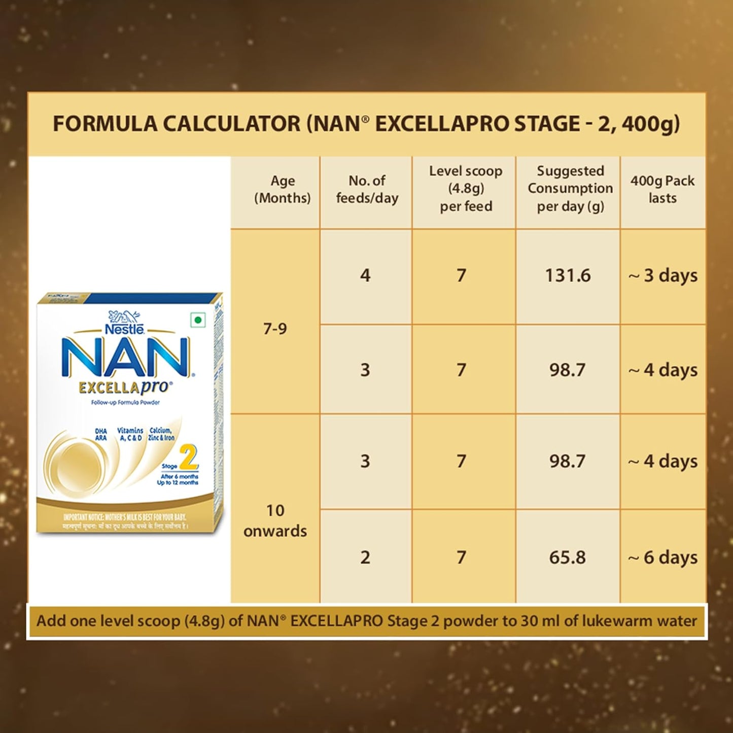Nestlé NAN EXCELLAPRO Nan Stage 2 Follow-Up Formula Milk Powder For Babies, 6-12 months, with DHA, ARA, 400g Pouch in Box