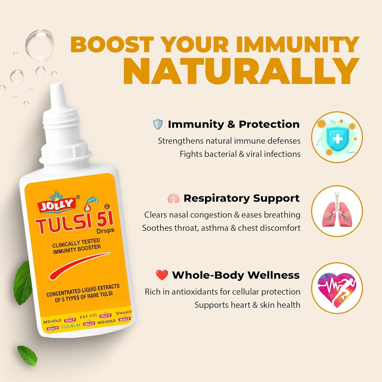 Jolly Tulsi 51 Drops Natural Immunity Booster 30ml   (1Count)