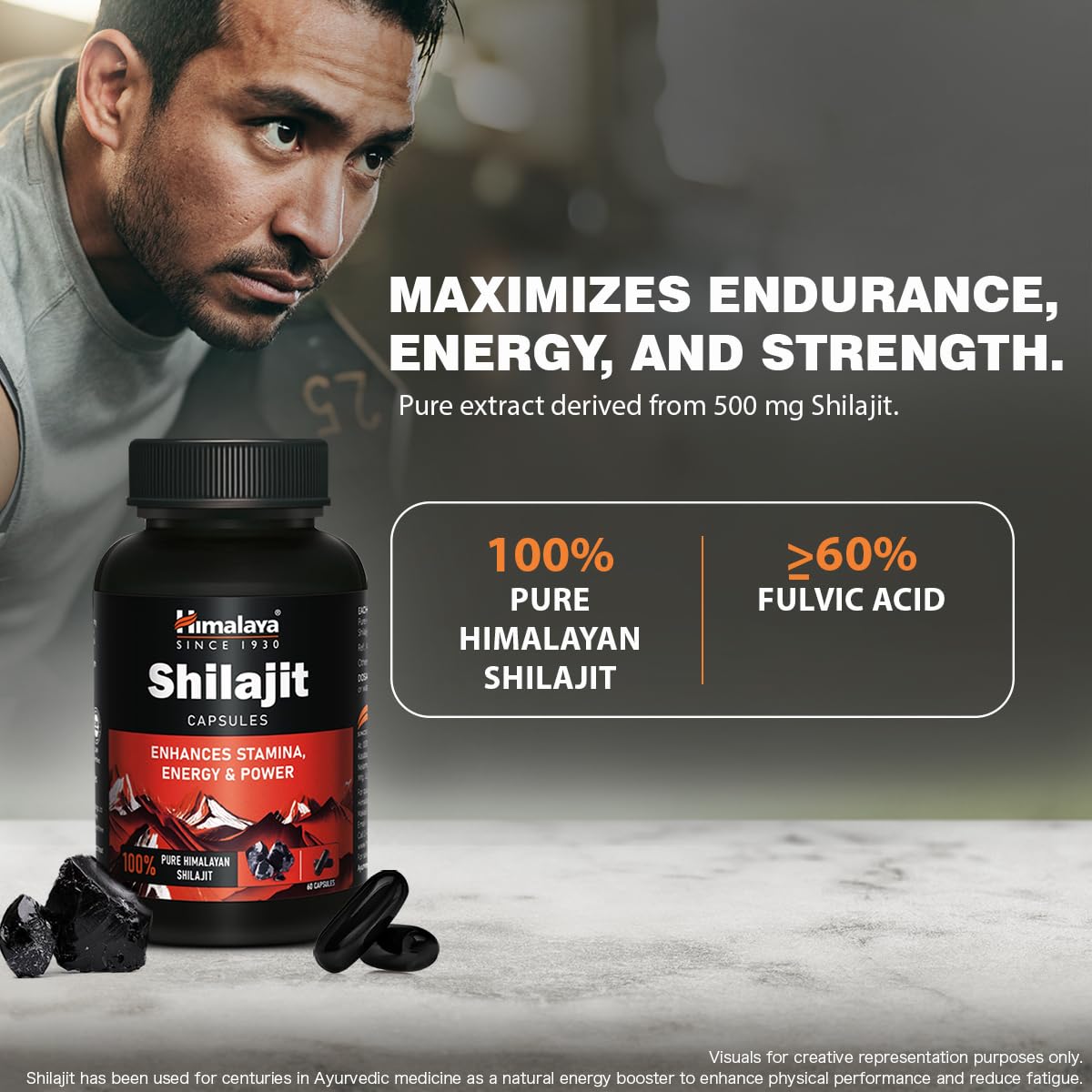 Himalaya Shilajit | 100% Pure Shilajit I 60 Capsules |
