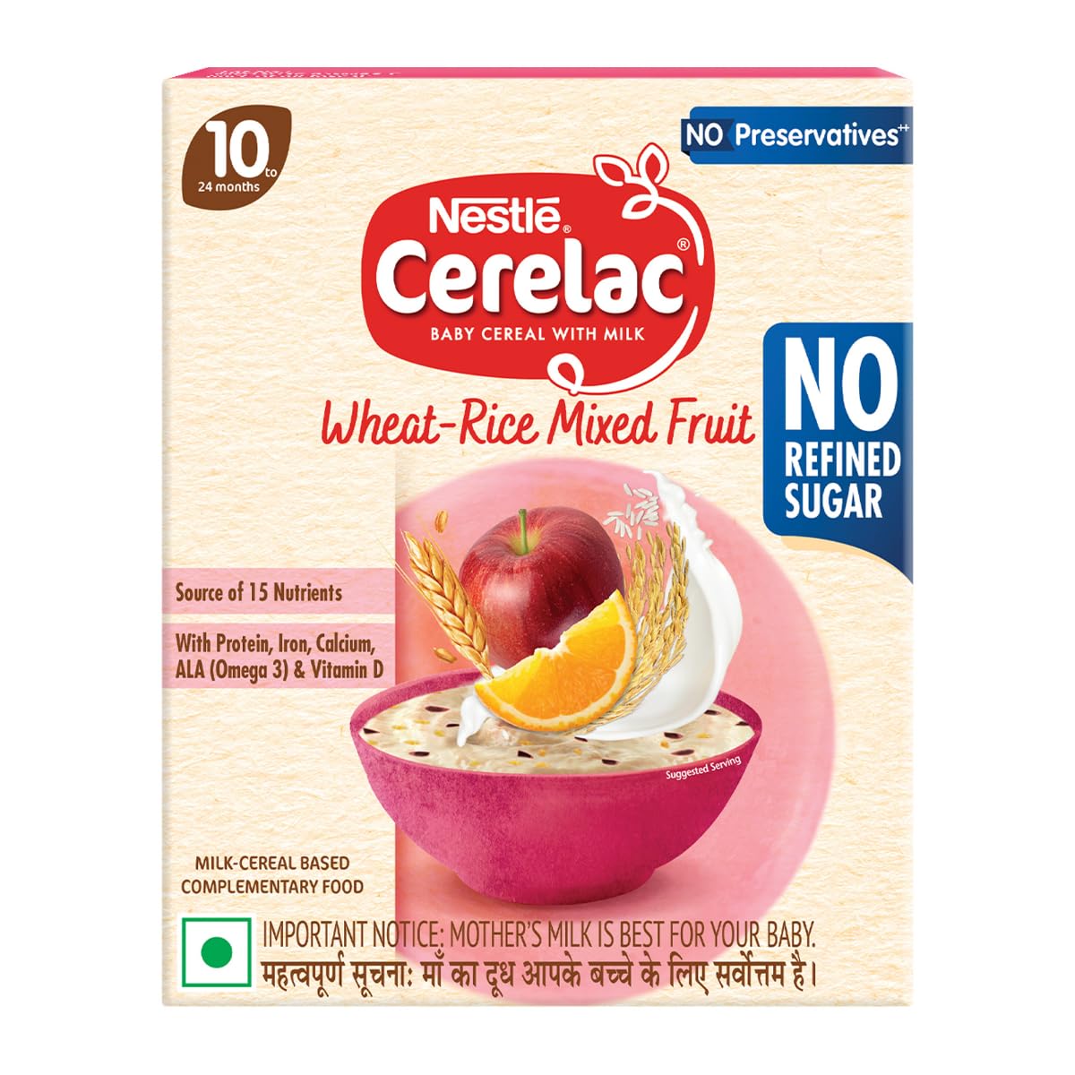 CERELAC Baby Food Cereal | No Refined Sugar | No Preservatives | Wheat Rice Mixed Fruit for 10 to 24 Months Baby | | 300g