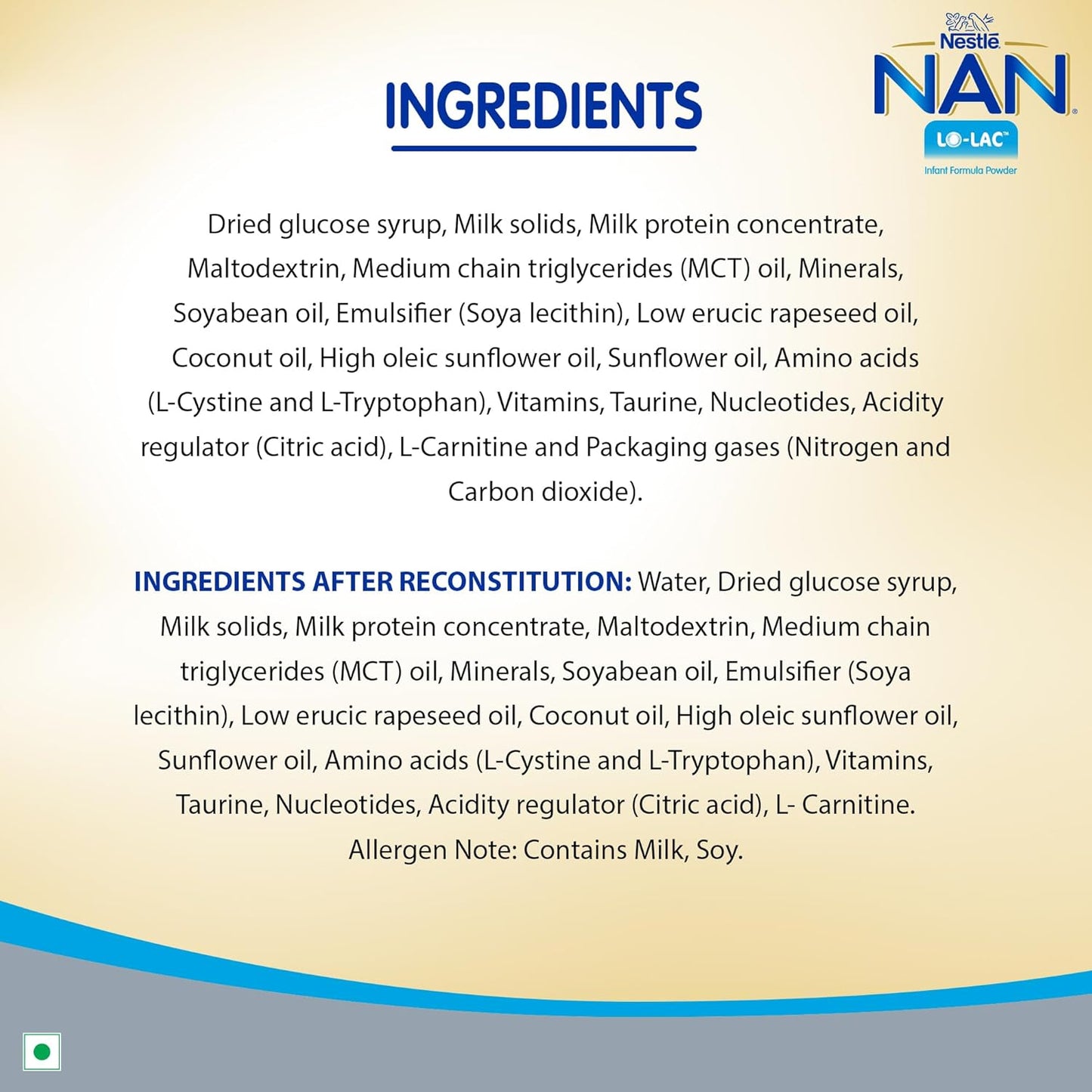 Nestlé NAN LO-LAC 400g | Infant Formula for infants from Birth Onwards | Bag-In-Box Pack, Powder