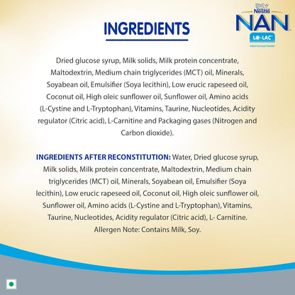 Nestlé NAN LO-LAC 400g | Infant Formula for infants from Birth Onwards | Bag-In-Box Pack, Powder