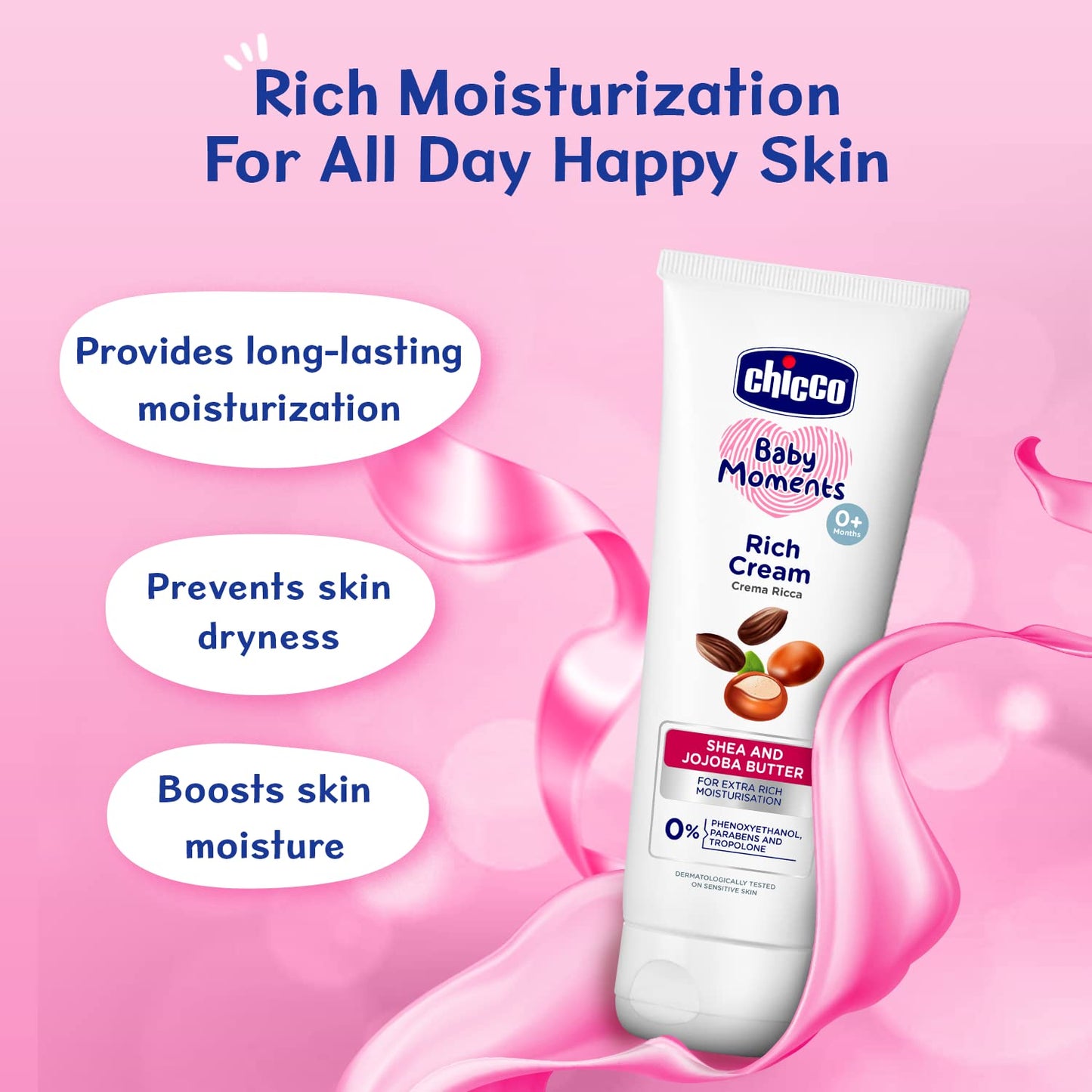 Chicco Baby Moments Rich Cream for Newborn Babies with Shea & Jojoba Butter, 100ml
