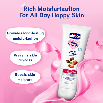 Chicco Baby Moments Rich Cream for Newborn Babies with Shea & Jojoba Butter, 100ml