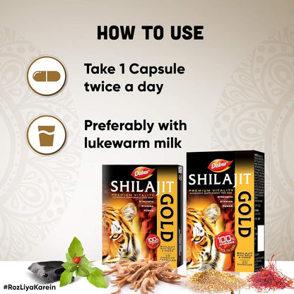 Dabur Shilajit Gold Capsule for Men | For Immunity, Strength, Stamina & Power 920 tablets0
