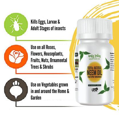 Leafy Tales Neem Oil Pure Cold Pressed, Water Soluble for Plants | All Purpose Indoor & Outdoor Plants, for Plant infestation ( concentrate can make up to 45 spray bottles)