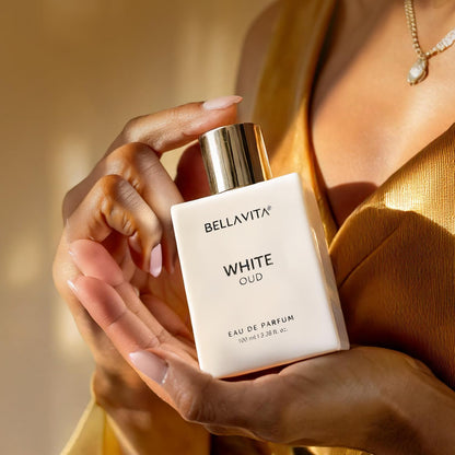 BELLAVITA White Oud Unisex | Long Lasting | Perfume for Man & Perfume for Woman | EDP 100ml | Orange, Patchouli, Musk | Oud, Citrus & Spicy Premium Fragrance